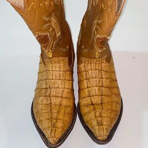 Cuadra Yellow Mustard Western Cowboy Boots Aligator Size Méx.28 US 9 Unisex